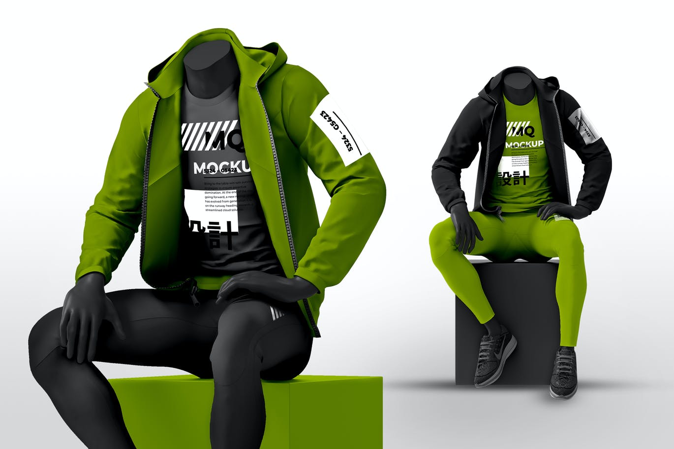 A male mannequin with hoodie mockup set