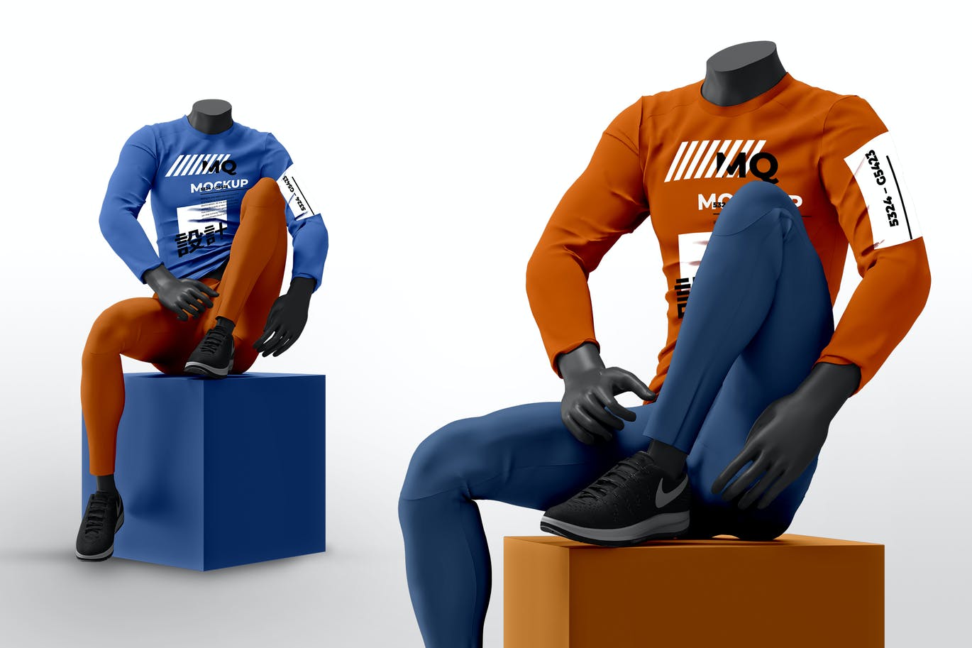 A male mannequin with long sleeve mockup set