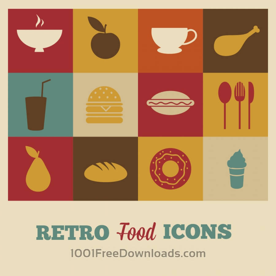A free set of retro food icons