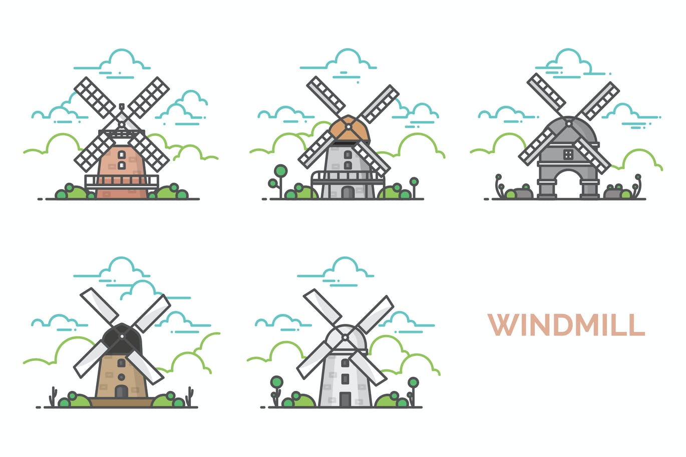 A windmill icon set