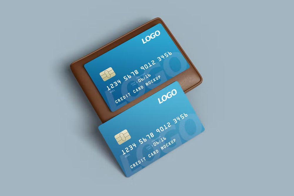A credit card mockup with wallet