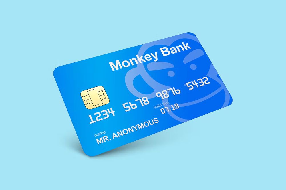 A blue credit card mockup template