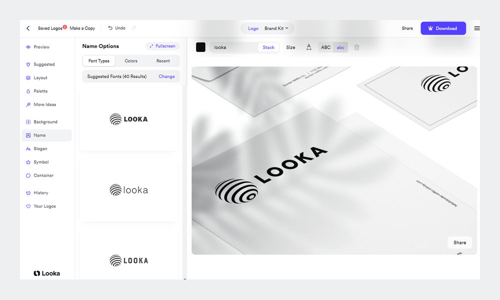 Looka to create a brand identity