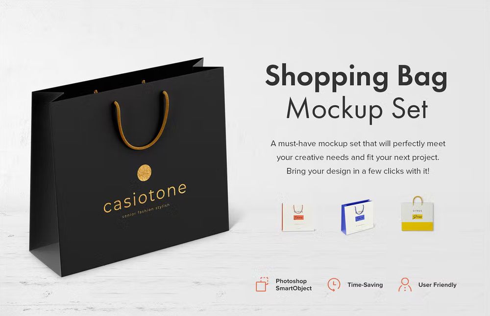 Different shopping bag mockup set