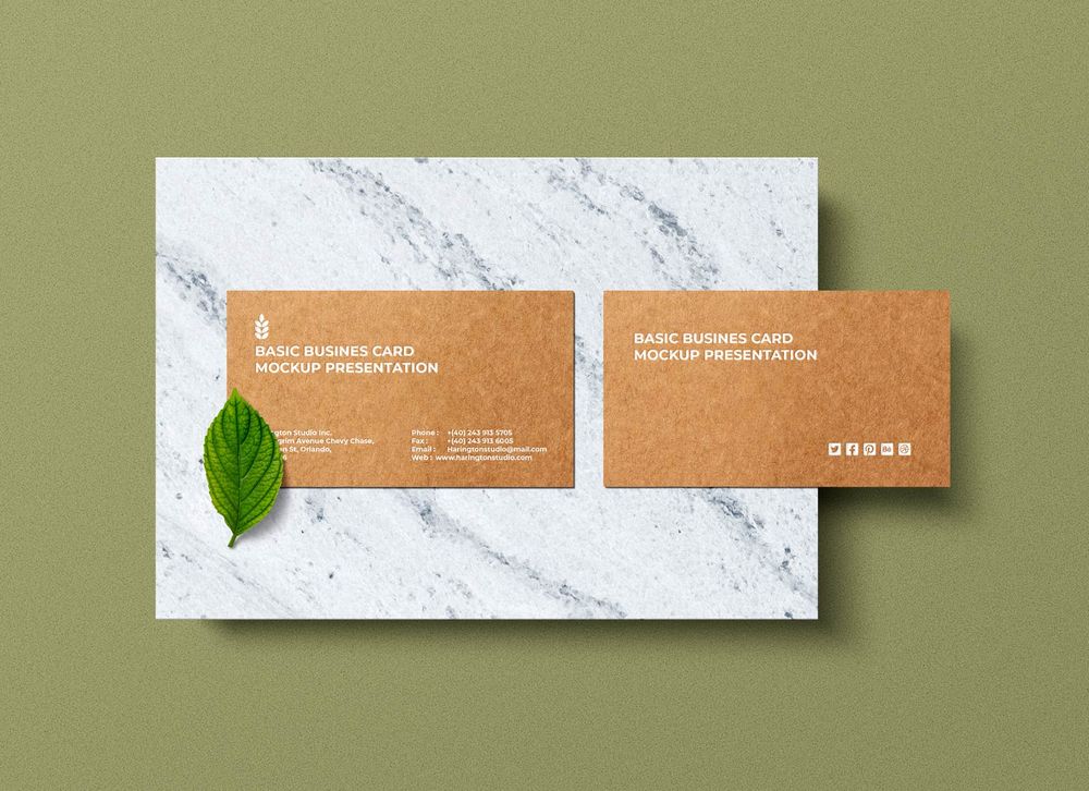 A free karft paper business card mockup