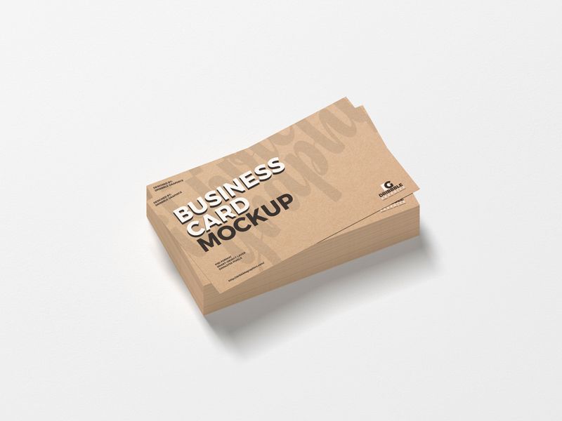 A free stack of kraft business cards mockup