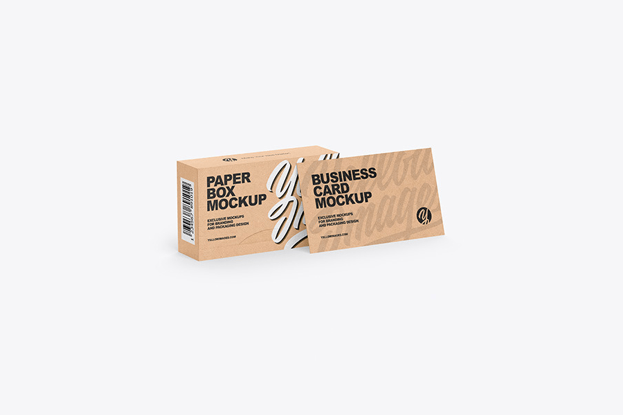 A kraft box and business card mockup