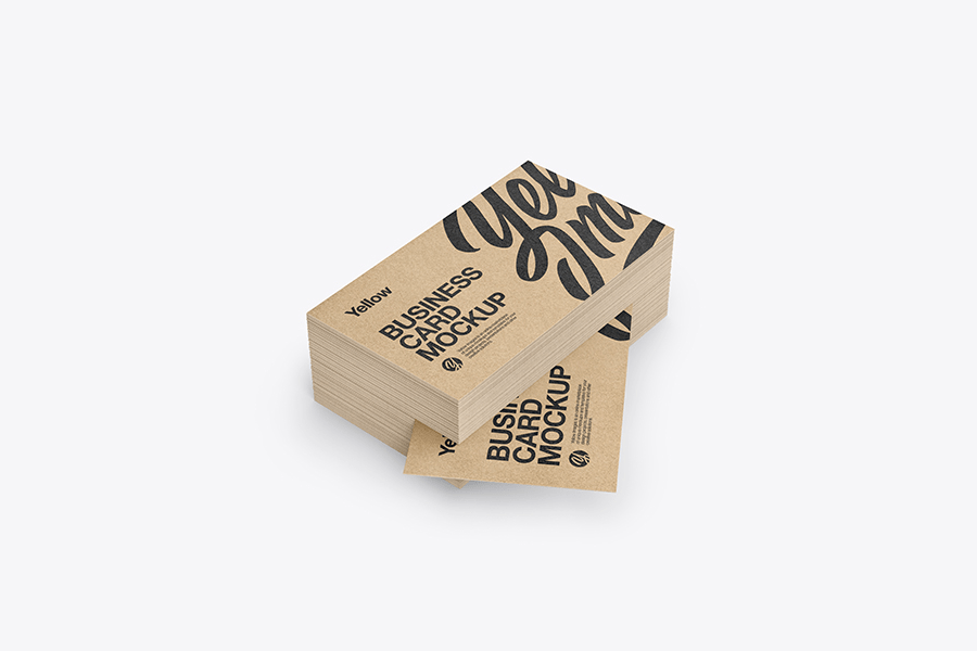 Astack of kraft business cards mockup