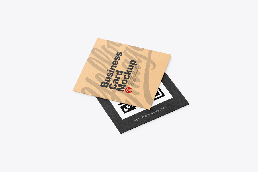 A two kraft business cards mockup