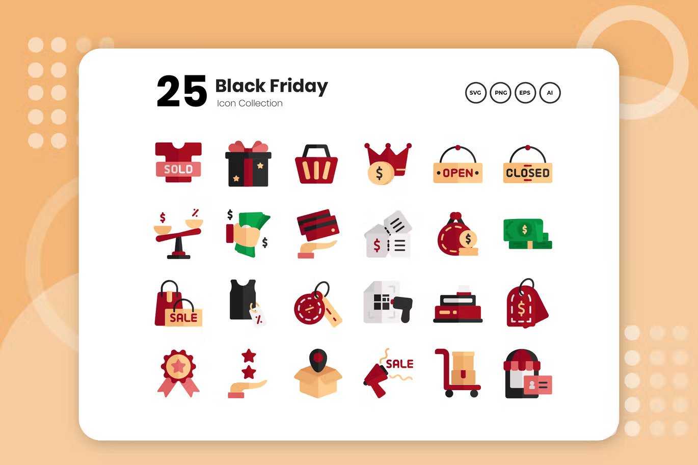 A bunch of black friday flat icons