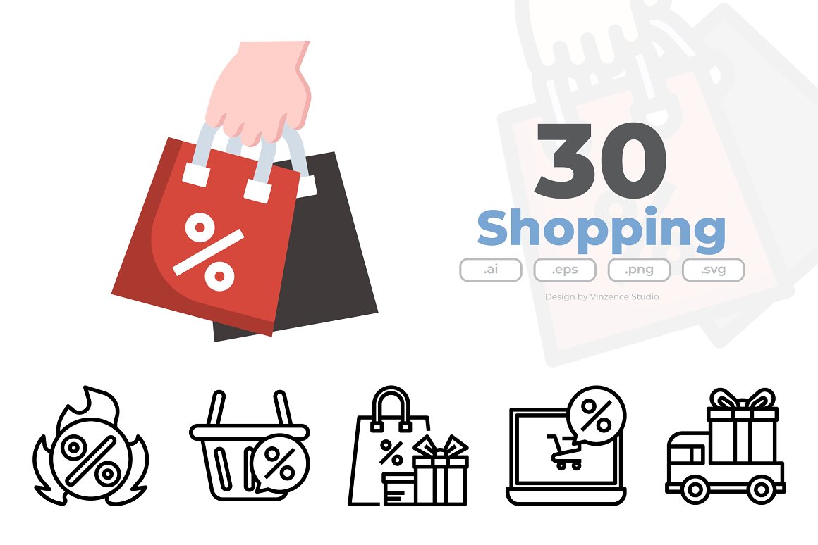 Sale and shoping icon set