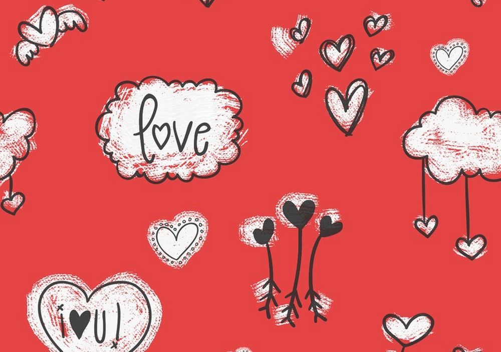 Free pattern with hearts and red background