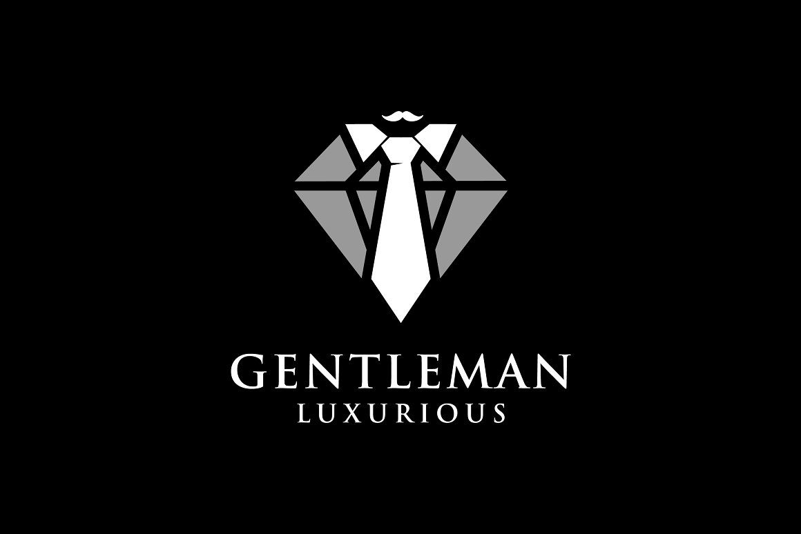 Gentlement with tie diemond logo template