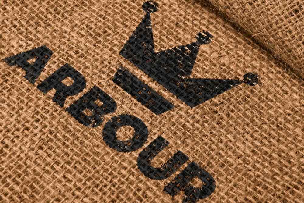 A jute fabric printed logo mockup template