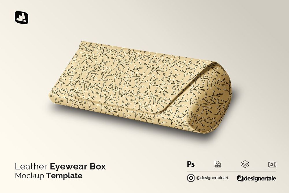 A leather eyewear box mockup template