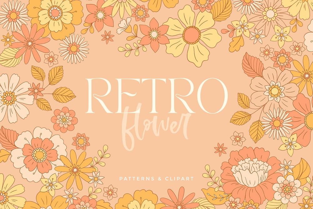 A retro flower patterns and clipart