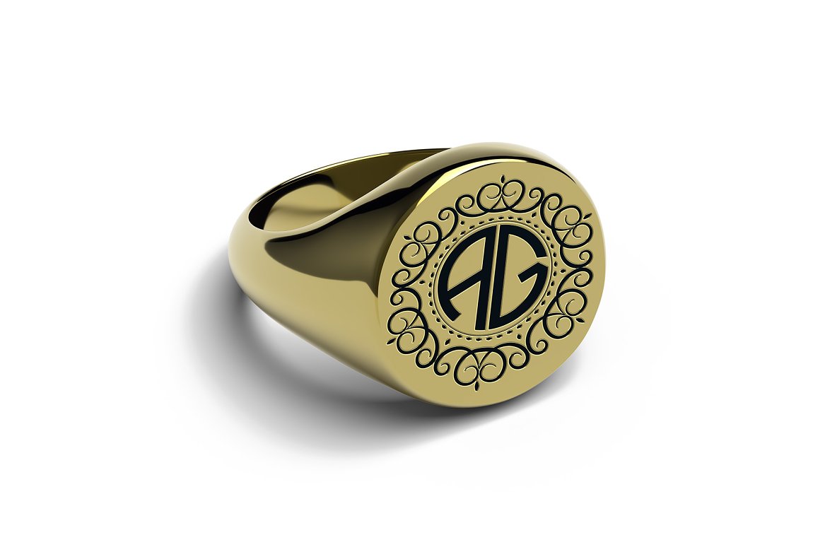 A signet ring logo mockup template