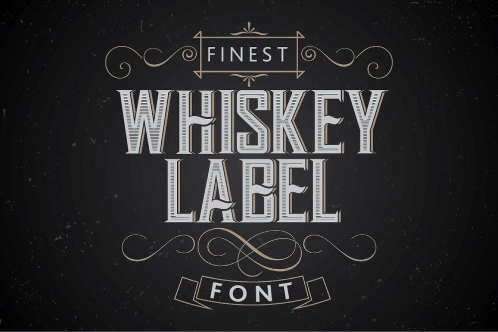 A vintage label whiskey design font