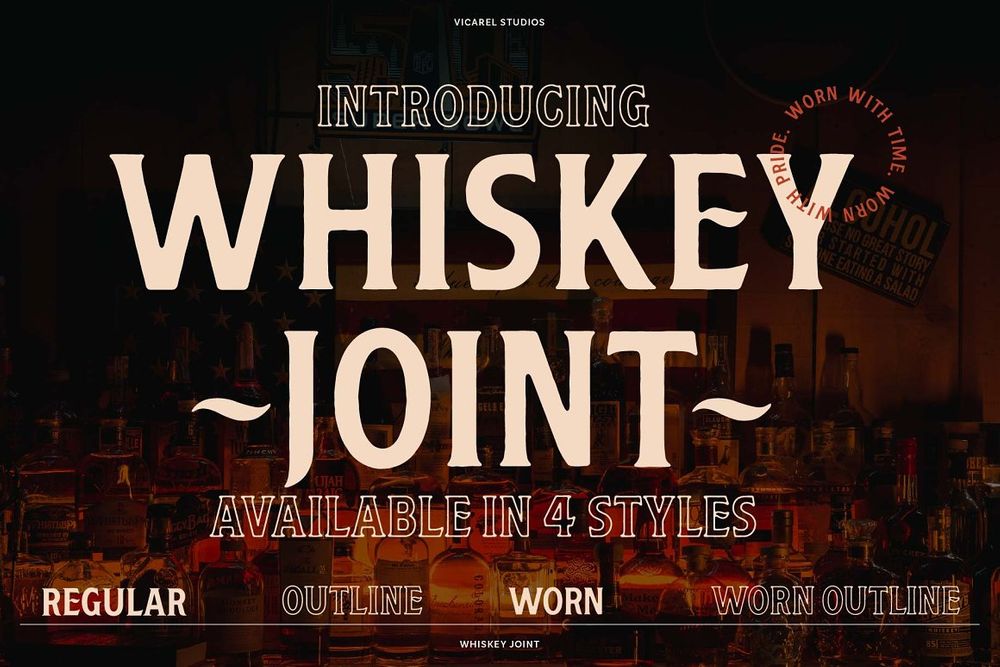 A whiskey font in four styles