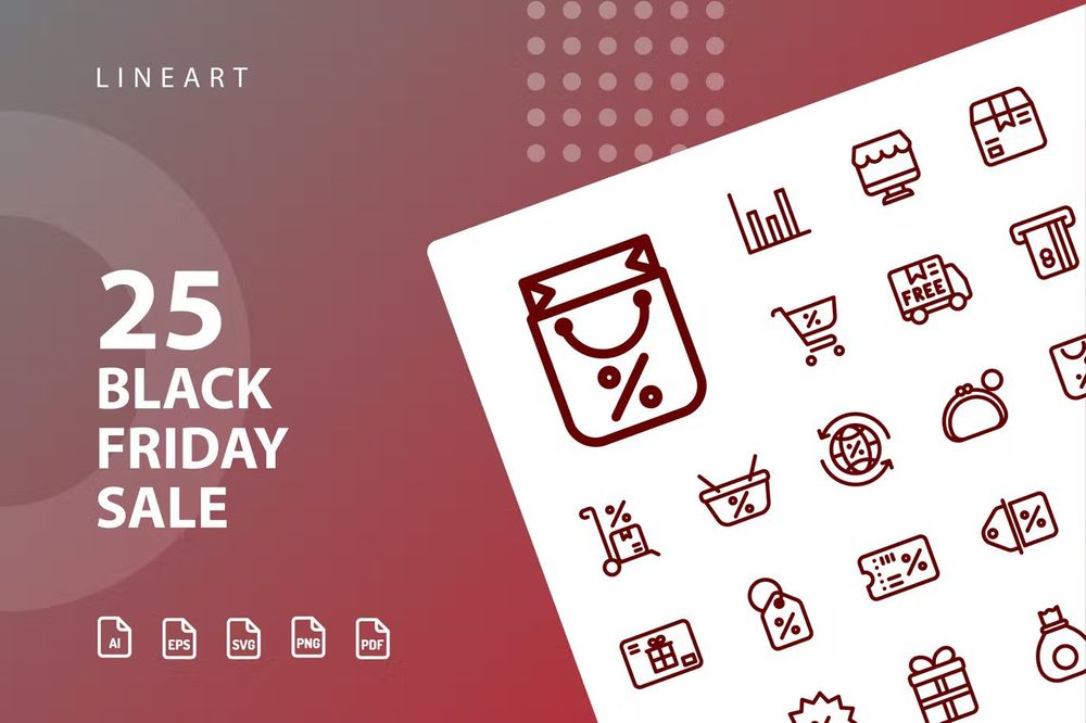 A set of black friday sale icons