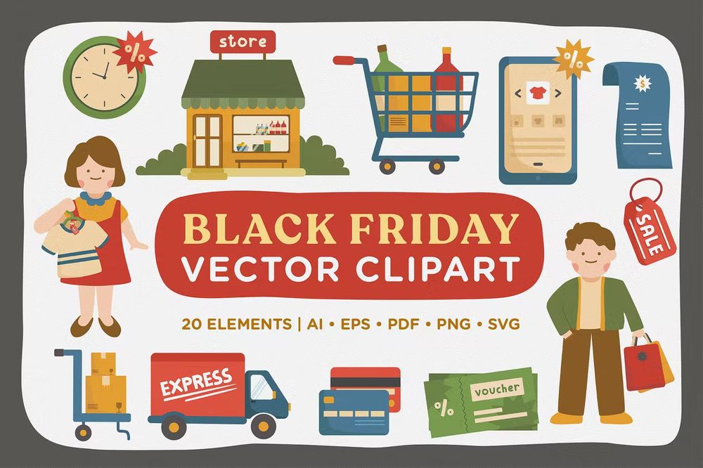 A black friday vector clipart set