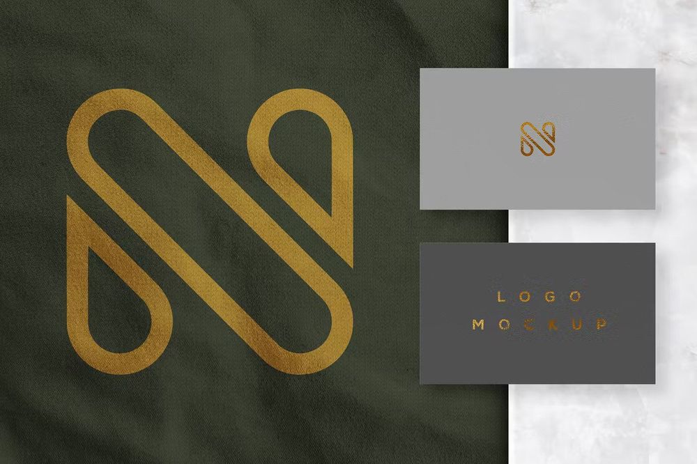 A fabric logo and business card mockups