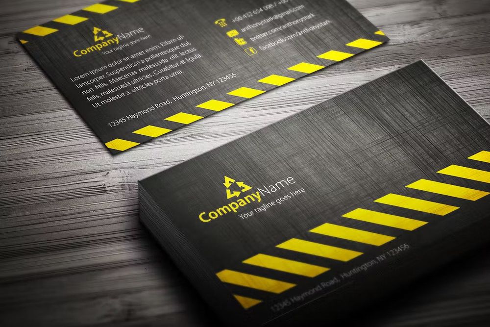 A black construction business card template