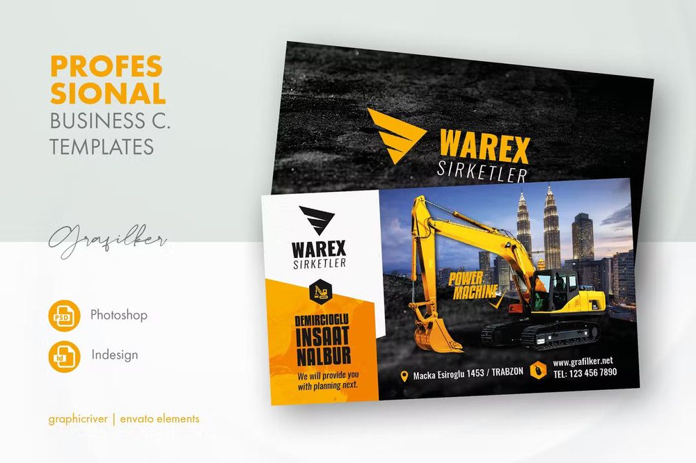 A professional construction business card templates