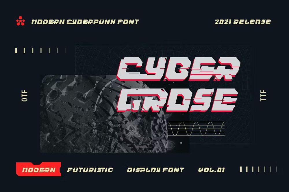 Futuristic display font in cyberpunk style