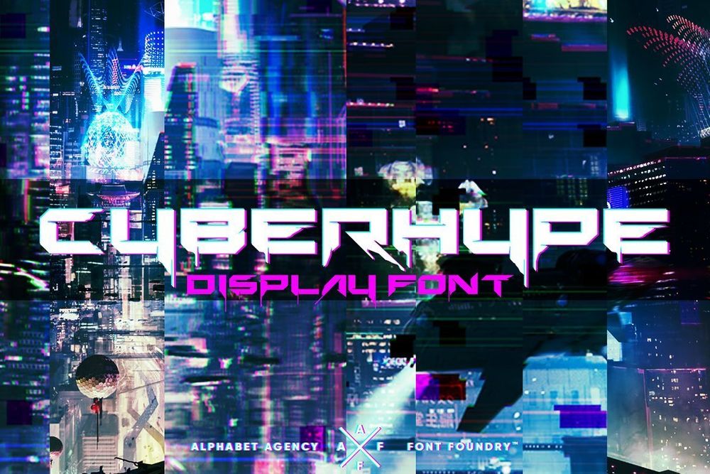 Modern and glitchy cyberpunk display font