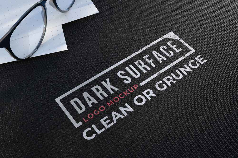 A dark surface logo mockup template