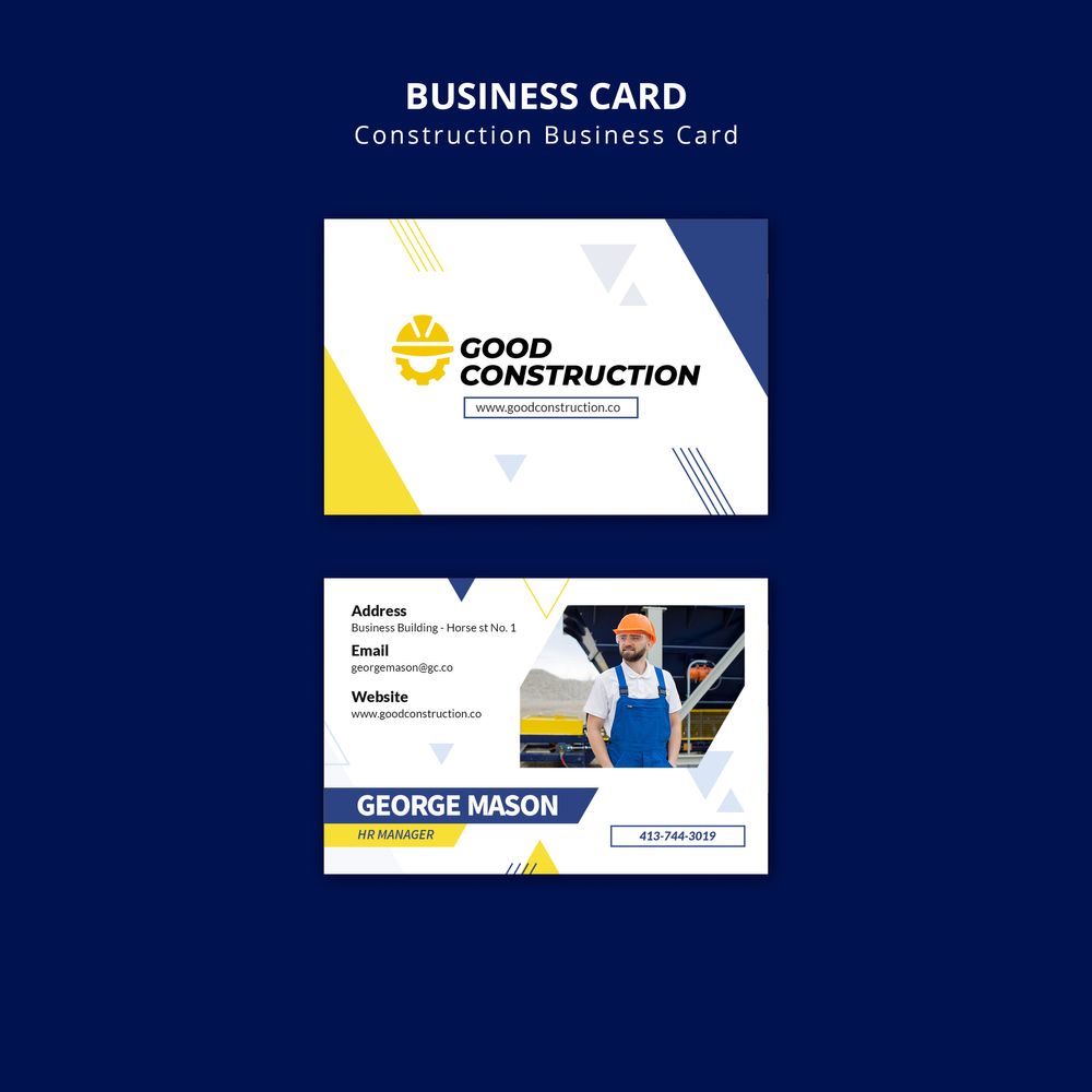 A free flat construction business card template