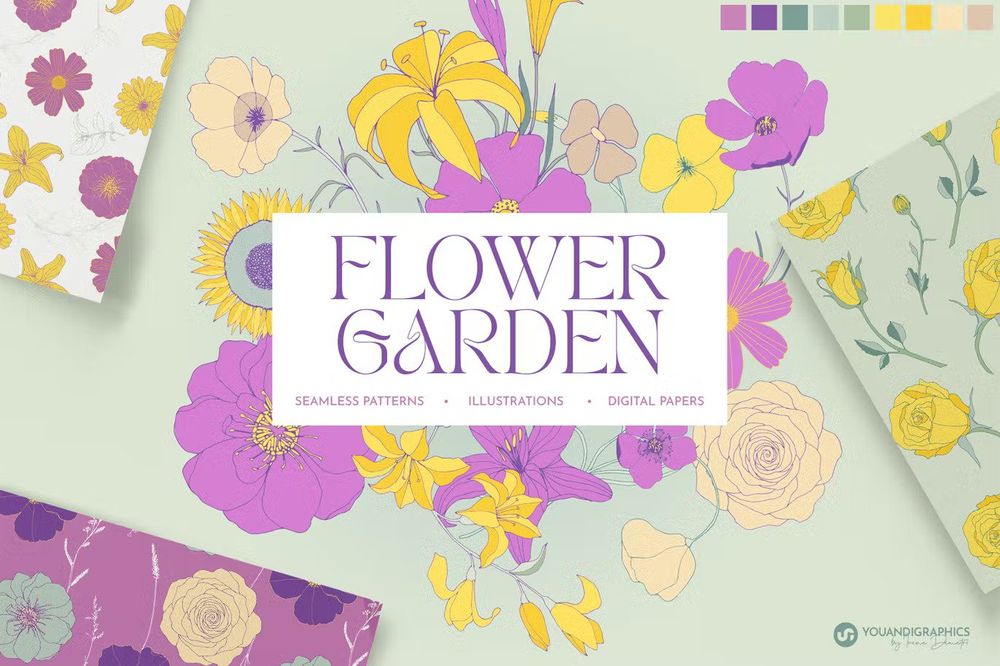 A seamless flower garden patterns