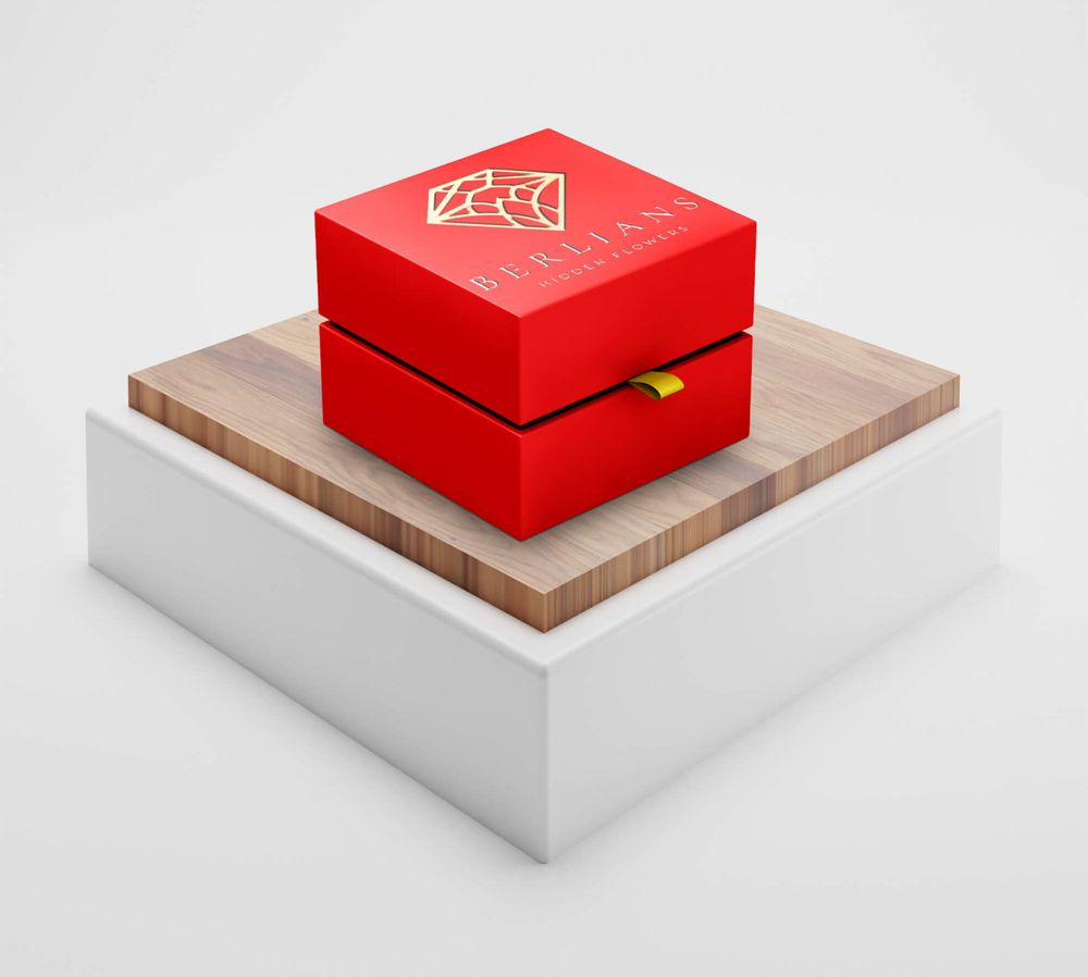 A free red jewelry box mockup