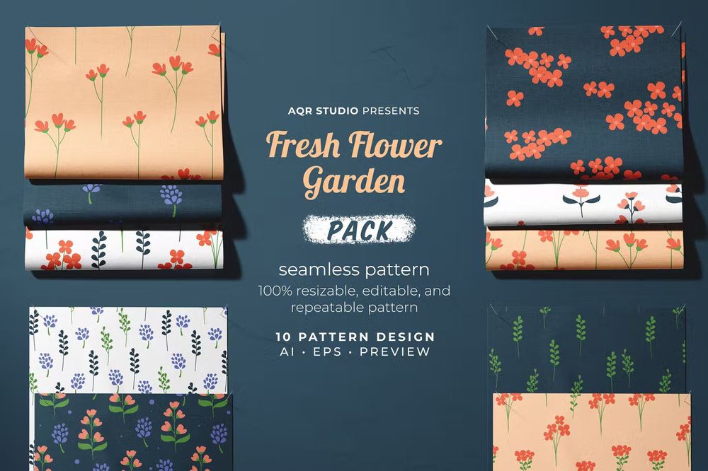 A fresh flower garden seamless pattern pack