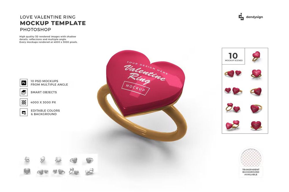 A heart ring mokup set