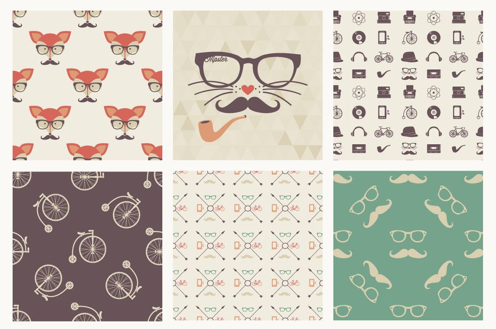 Free hipster seamless patterns