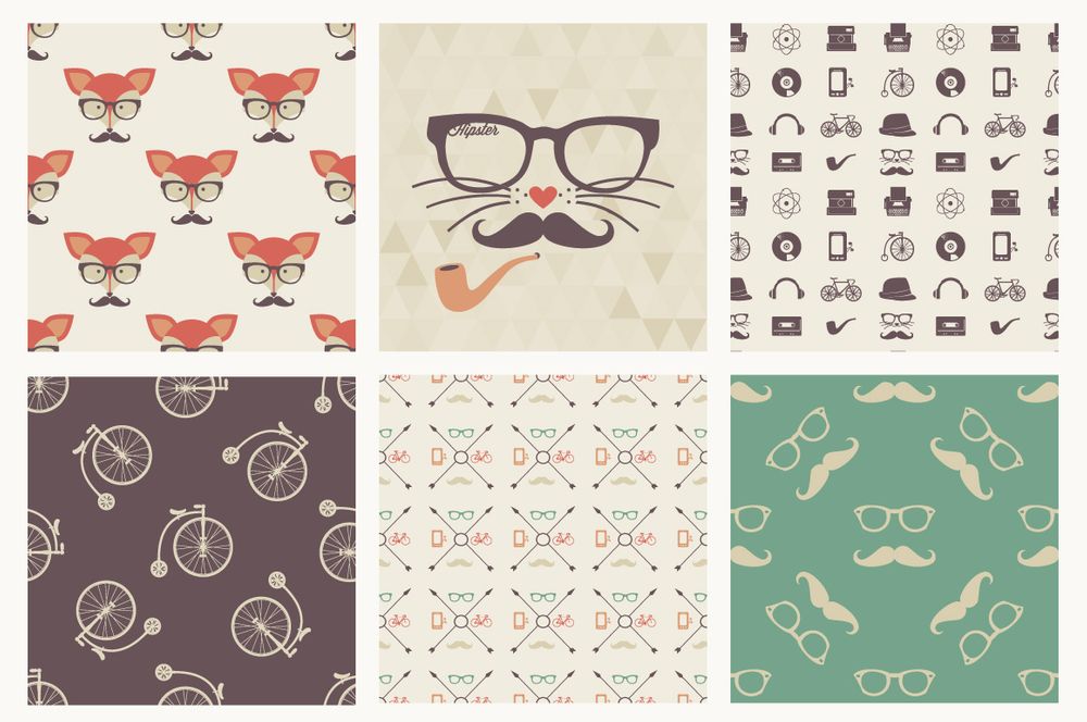 Free hipster seamless patterns