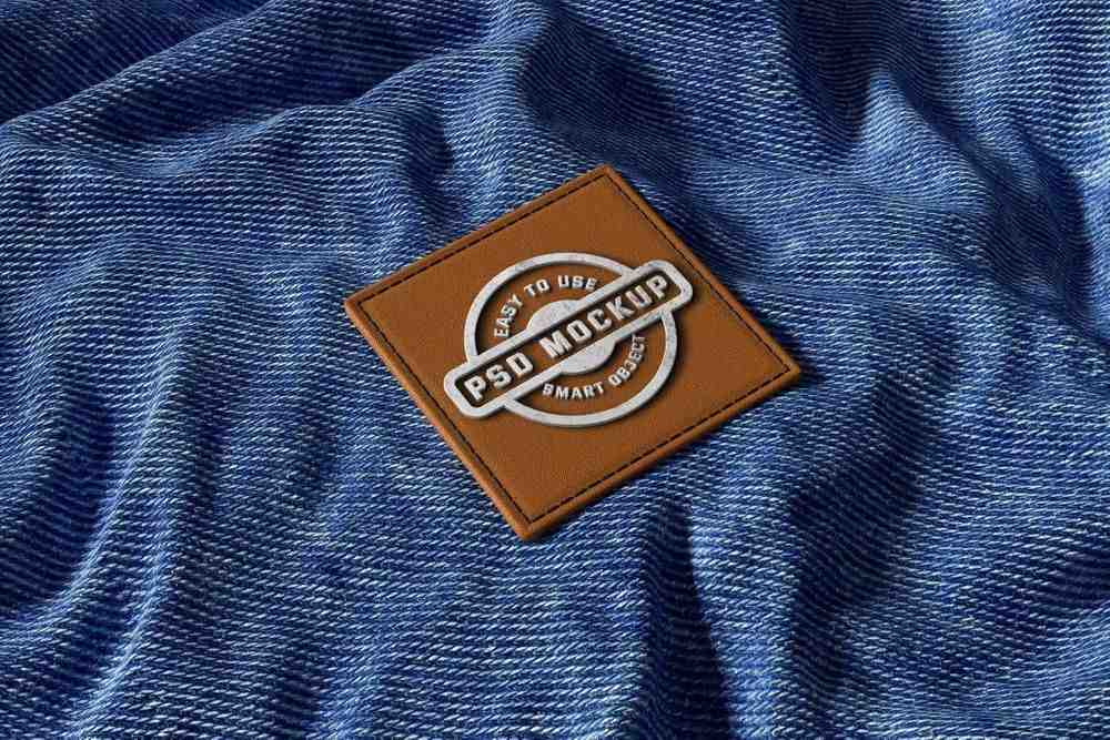 A leather brand logo on fabric mockup template