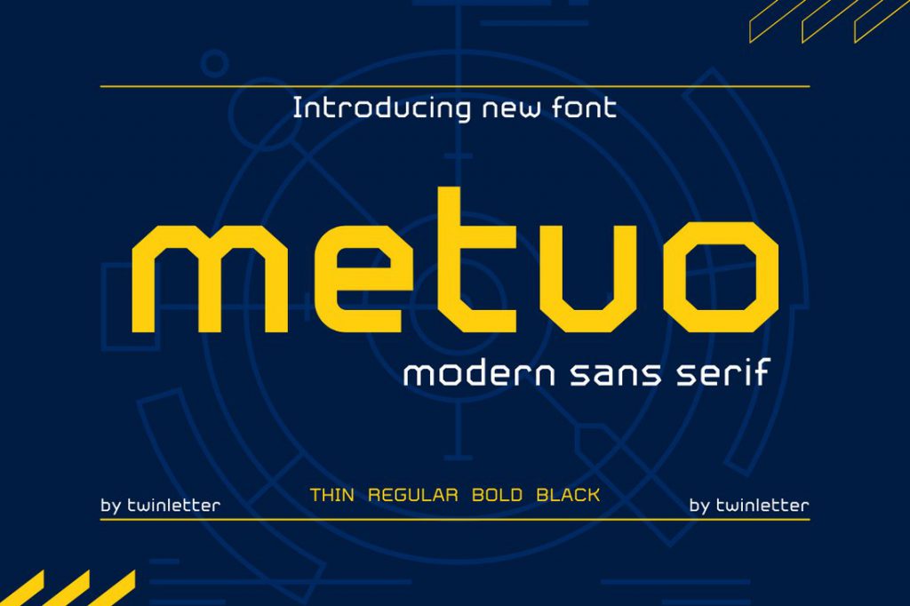 Futuristic font in four weights