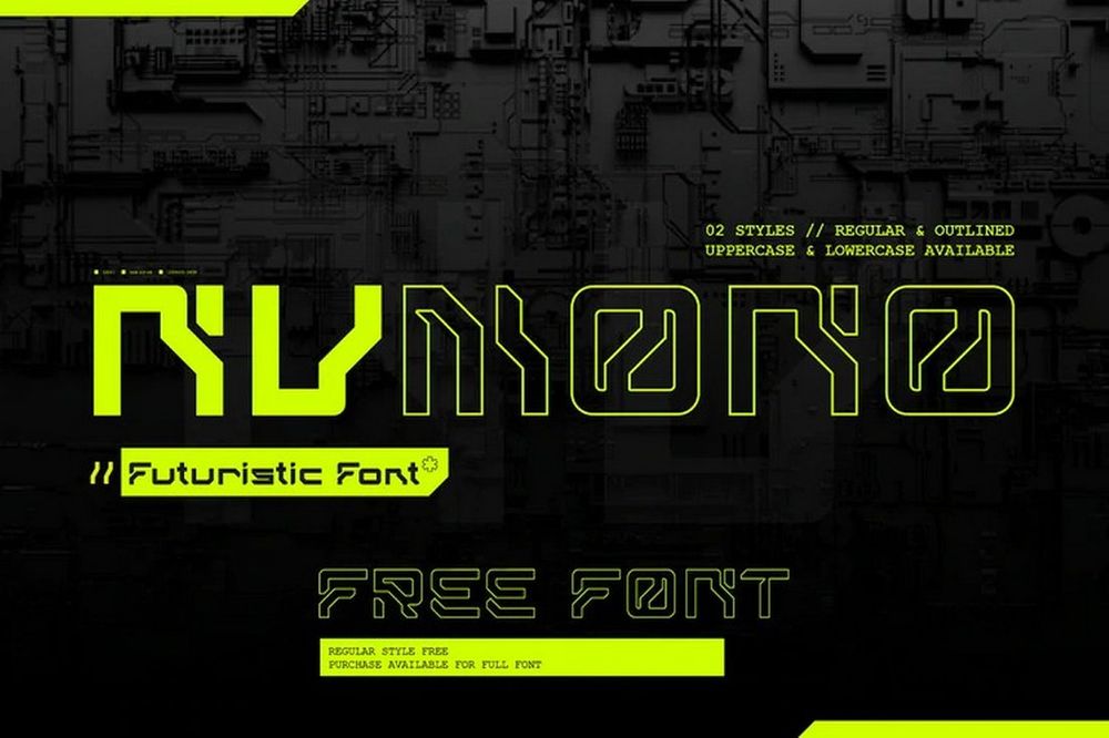 Free cyberpunk font in green and black