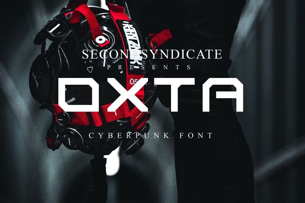 Futuristic cyberpunk font in black background