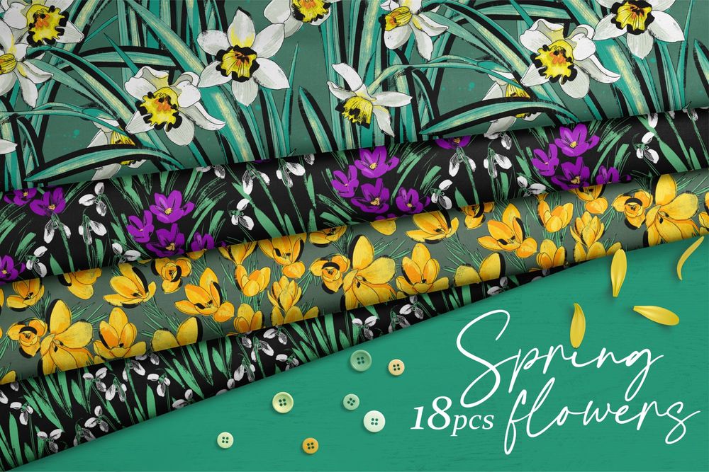 A spring flowers pattern set
