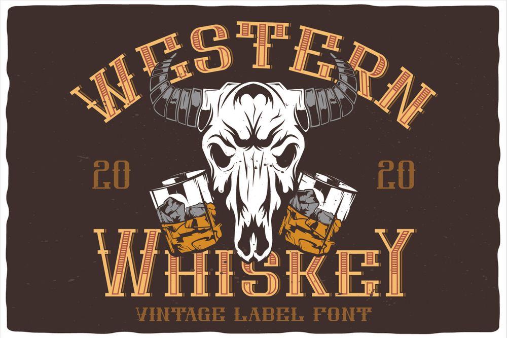 A western wiskey label font