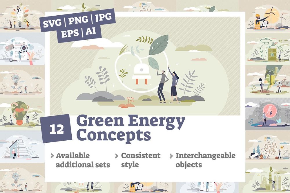 Green energy concept illustrations