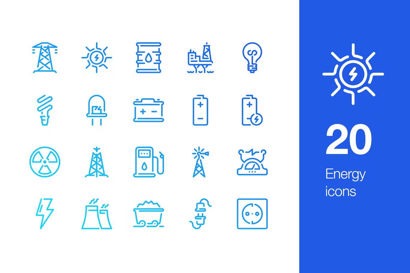 Twenty powerful energy icons