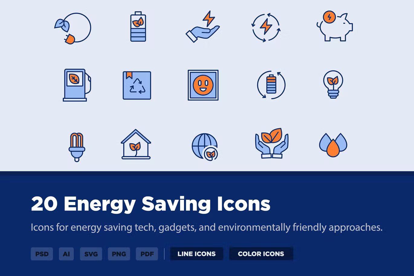 Twenty energy saving icons