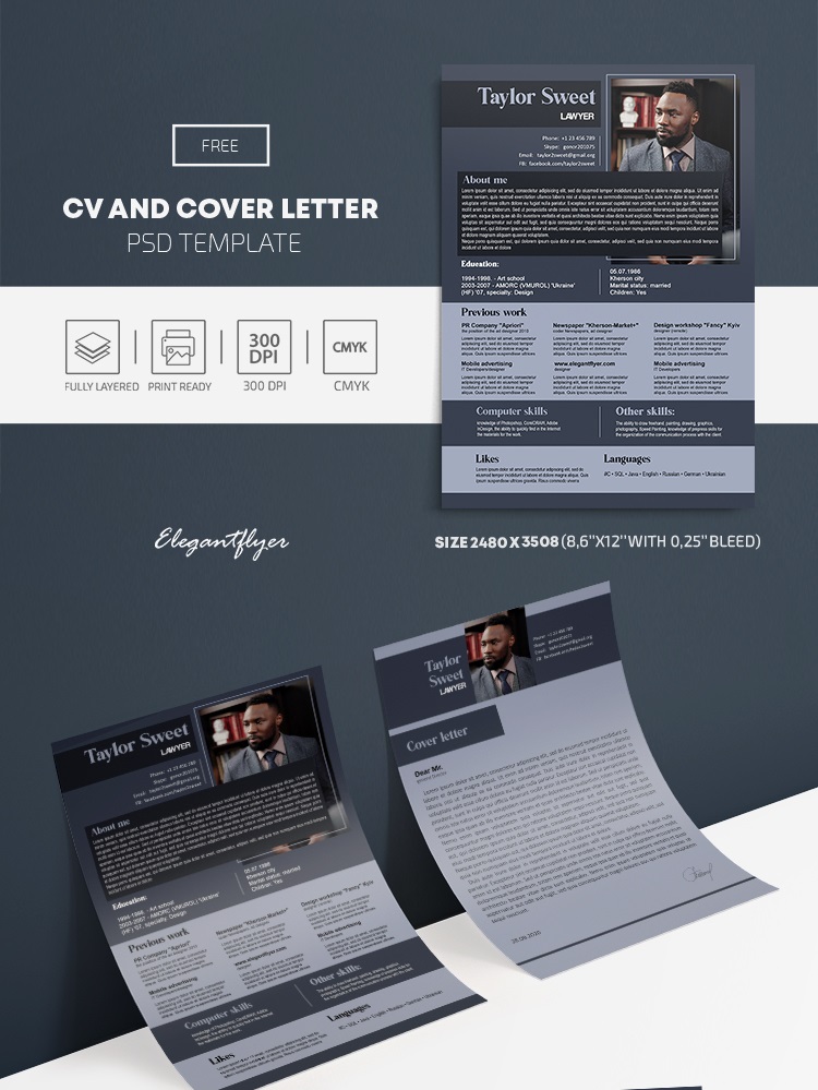 A lawyer sc and cover letter psd template