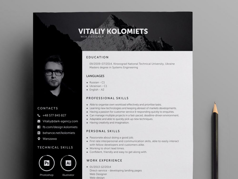 A minimal professional resume templates psd