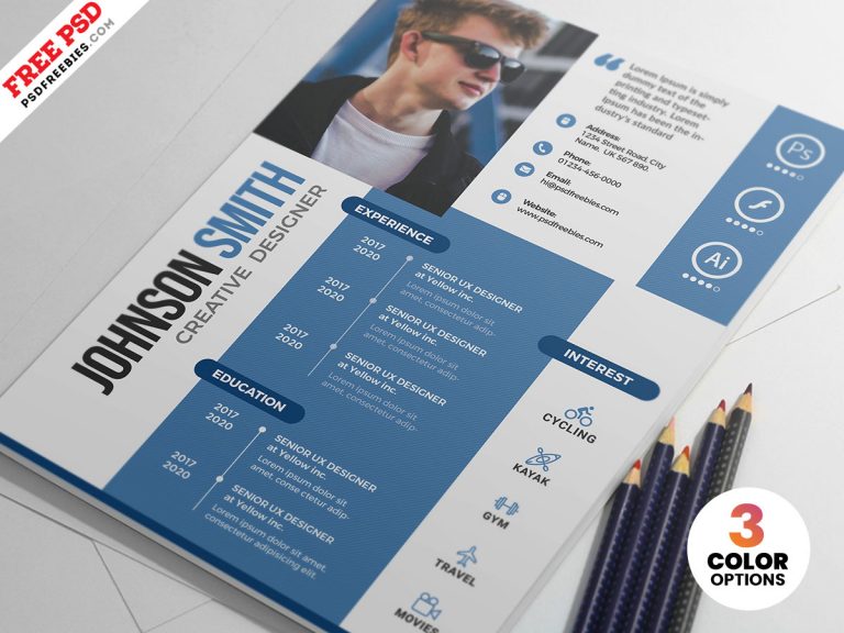 Elegant designer resume template in psd